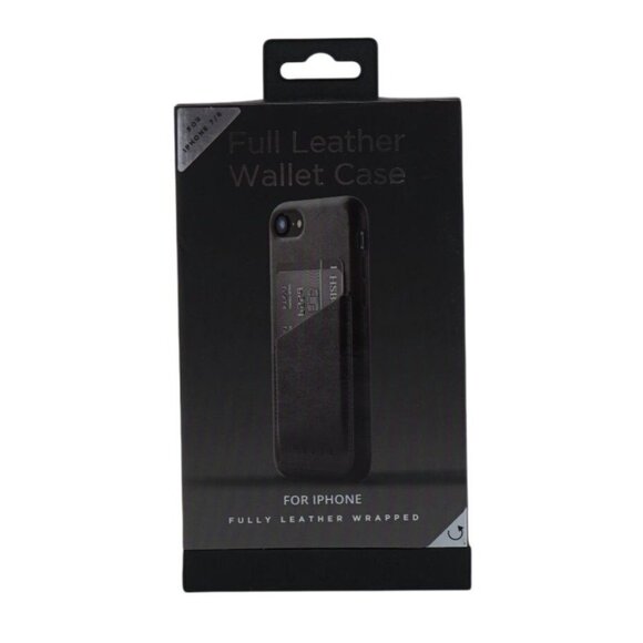 Mujjo Full Leather Wallet Case for iPhone – Premium Leather Wrapped, Black (Pack - Picture 1 of 5